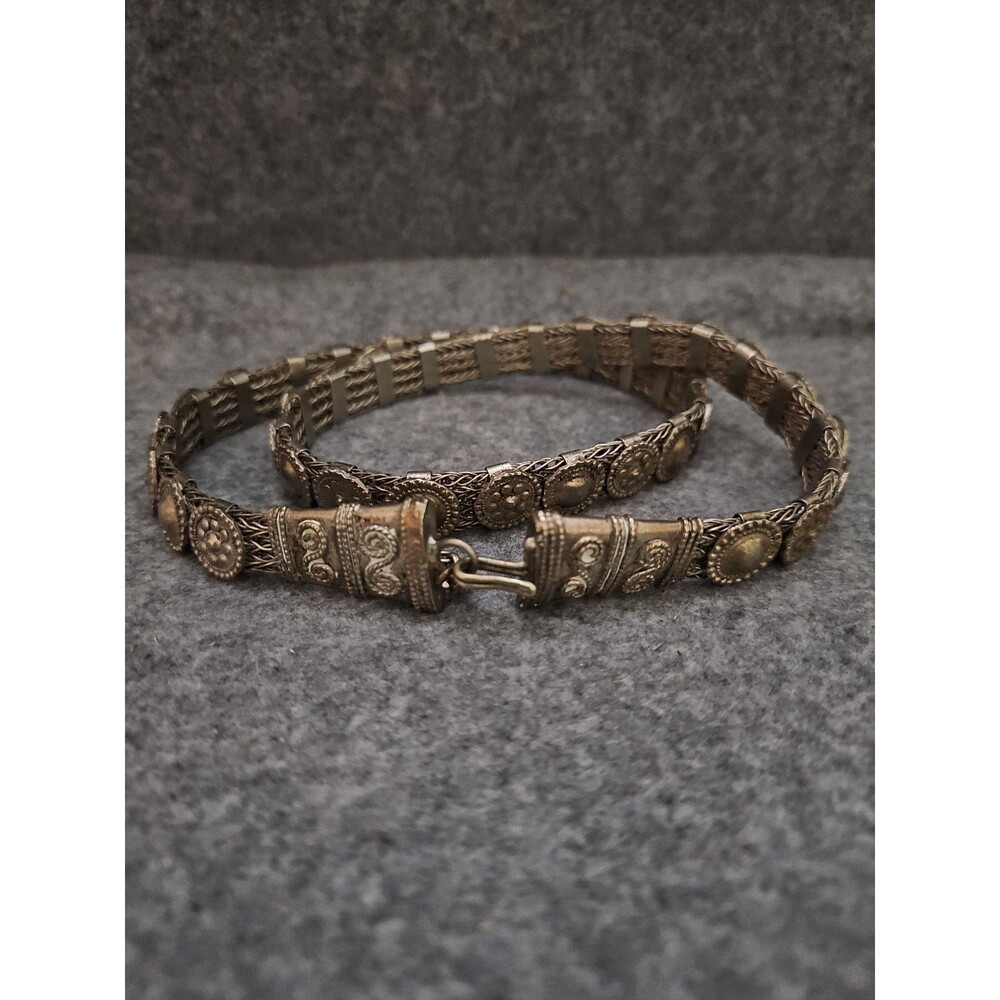 Vtg Handmade Ottoman Turkish Balkan(?) Woven Metal Mesh Ceremonial Belt 31"